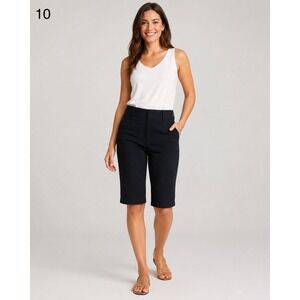 First‎ Option Career Bermuda Shorts Womens 10 Black Rayon Stretch